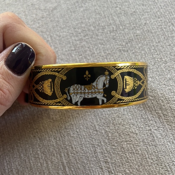 Hermes bangle bracelet with horse black & gold - Picture 3 of 8